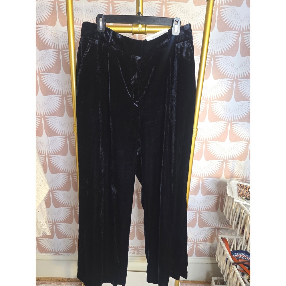 Loft The Peyton Trouser Navy Velvet Wide Leg Curvy Fit Pants Sz 12 NWT Pockets